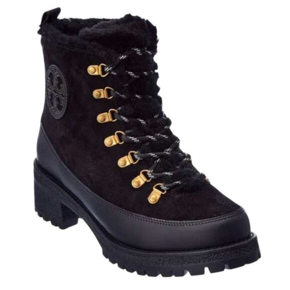 New Tory Burch Thea Suede & Shearling Lug Sole Booties